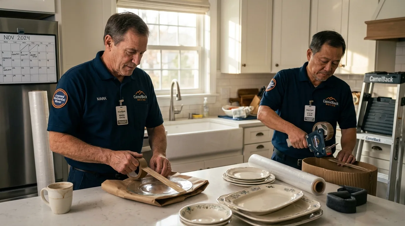 Professional crew packing kitchen dishware in Hopkinsville, KY